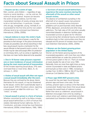 prea facts about sexual assault in prison pennsylvania coalition sexual assault fact sheet